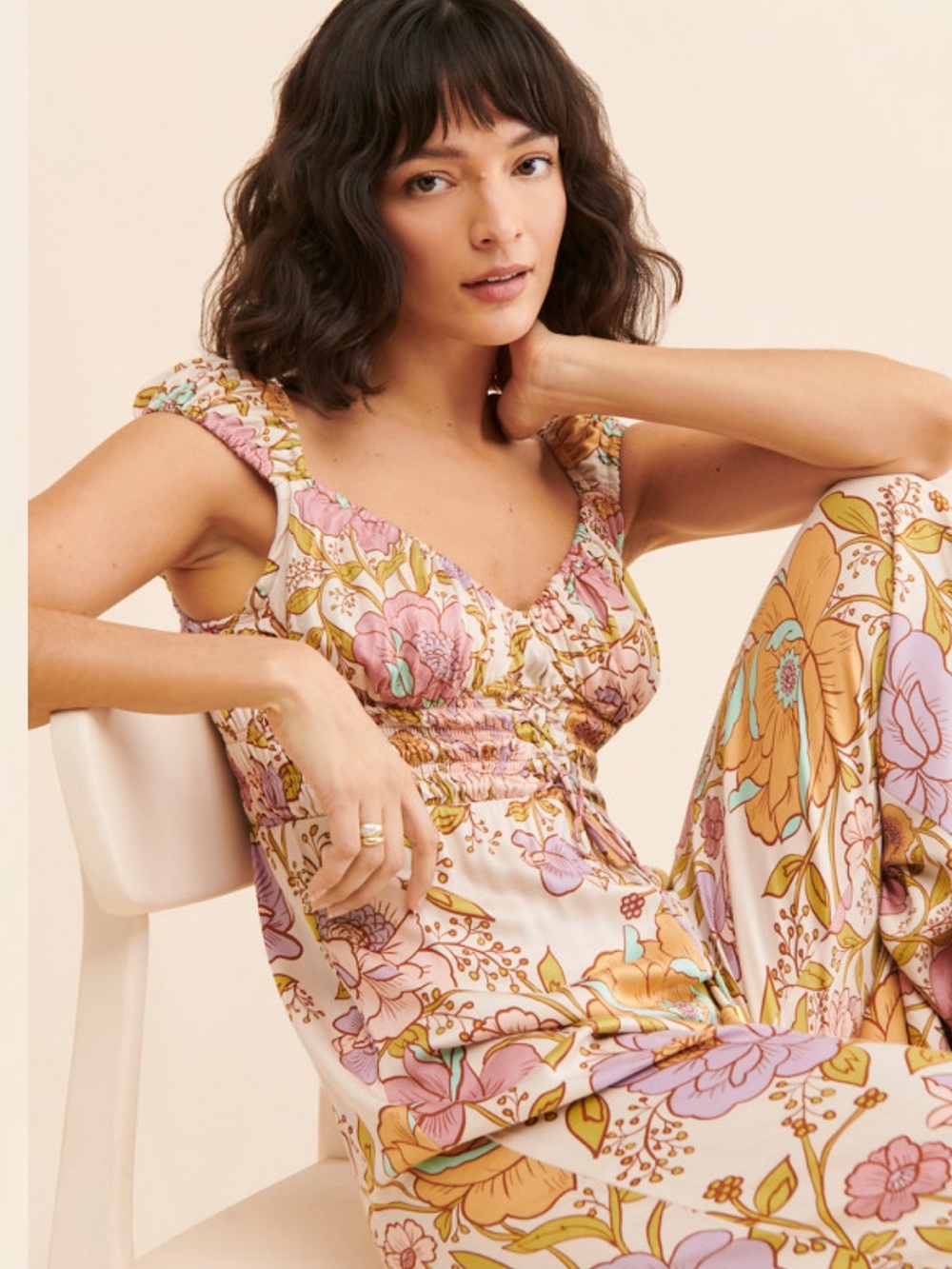 Free People Rolling Hills Floral Wide-Leg Jumpsuit - Picture 3 of 9